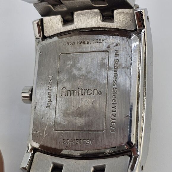 Armitron Men's Watch Black Dial 7.5" WORKING MISSING CRYSTAL SELLING FOR PARTS - Picture 6 of 12